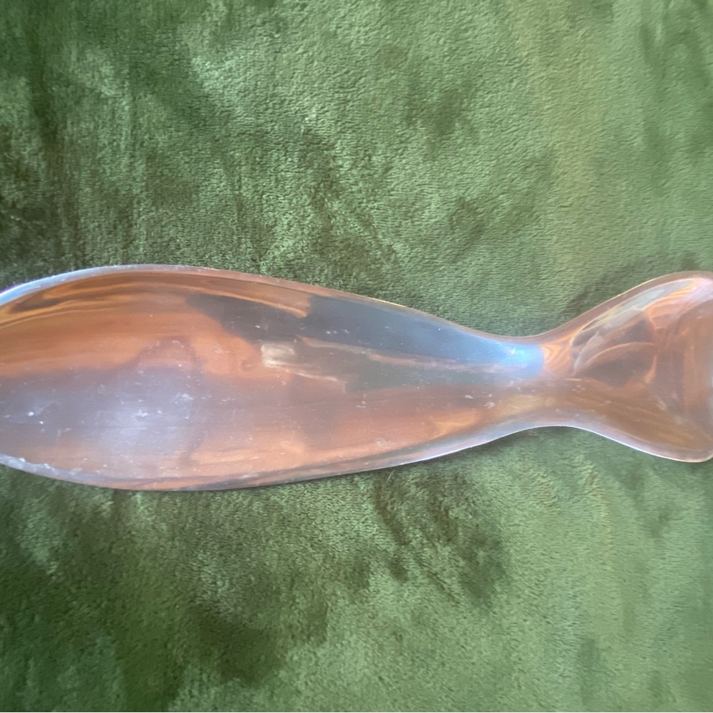 Nambe metal appetizer plate 17” L x 4” w.  Has fine scratches. See pics